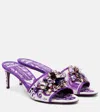 Dolce & Gabbana Brocade Mules With Jewel Embroidery In Purple