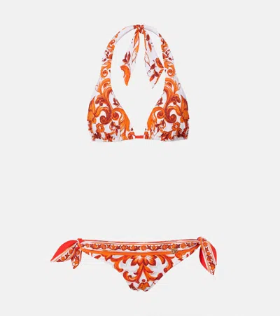 Dolce & Gabbana Majolica Bikini In Brown