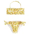 Dolce & Gabbana Majolica-print Ruffled Bikini Set In Yellow