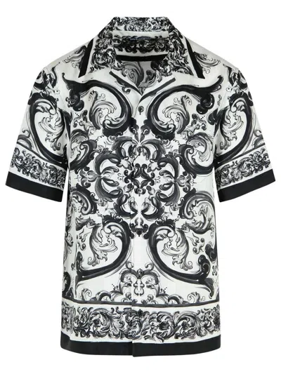 DOLCE & GABBANA DOLCE & GABBANA 'MAJOLICA' BLACK SILK SHIRT