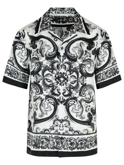 DOLCE & GABBANA DOLCE & GABBANA 'MAJOLICA' BLACK SILK SHIRT