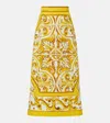 Dolce & Gabbana Majolica Print Midi A-line Skirt In Yellow