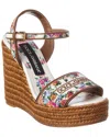 Dolce & Gabbana Wedge Sandals With Logo Embroidery In Neutral