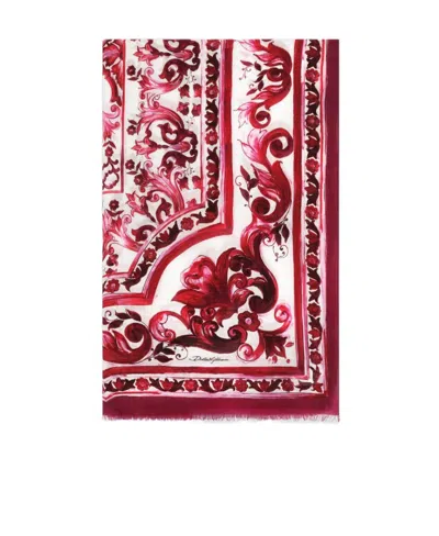 Dolce & Gabbana Majolica Cashmere Scarf In Red