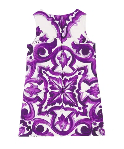 Dolce & Gabbana Majolica Cotton And Linen-blend Dress In Purple