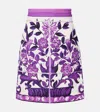 Dolce & Gabbana Majolica Cotton And Linen-blend Miniskirt In Purple