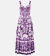 Dolce & Gabbana Long Poplin Dress With Majolica Print