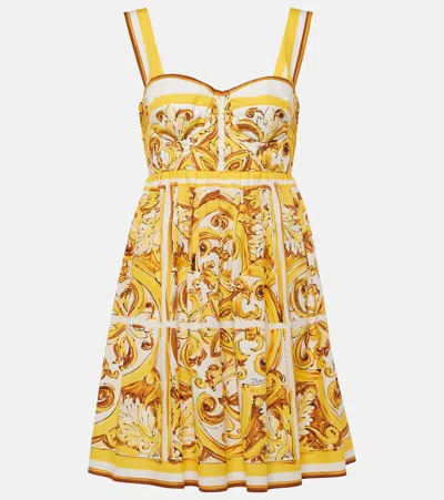 Dolce & Gabbana Yellow Maiolica Print Bustier Dress