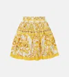 Dolce & Gabbana Maiolica Pleated Printed Cotton-poplin Mini Skirt In Yellow