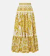 Dolce & Gabbana Cotton Popeline Brocade Print Tiered Maxi Skirt In Yellow