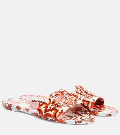 Dolce & Gabbana Majolica Dg Rubber Slides In Orange
