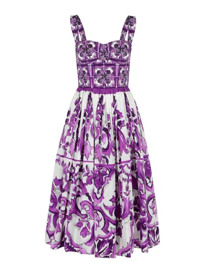 DOLCE & GABBANA MAJOLICA DRESS IN COTTON POPLIN