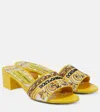 Dolce & Gabbana Karol Embroidered Block-heel Slide Sandals In Yellow