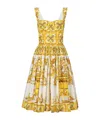 Dolce & Gabbana Maiolica Pleated Printed Cotton-poplin Midi Dress In Multicolor