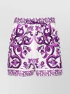 Dolce & Gabbana Majolica Floral Print Elasticized Waist Shorts In Purple