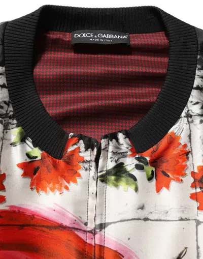 Dolce & Gabbana Majolica Floral Print Silk Bomber Jacket In Multi