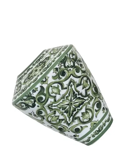 Dolce & Gabbana Majolica Floral Vase (25cm X 29 Cm) In Green