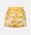 Dolce & Gabbana Yellow And White Short With Majolica Print In Cotton Woman In Yellow