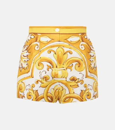 DOLCE & GABBANA MAJOLICA HIGH-RISE COTTON SHORTS