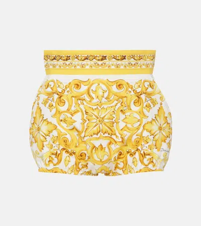 Dolce & Gabbana Majolica Print Shorts In Yellow