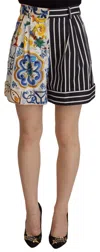 Dolce & Gabbana Majolica High Waist Designer Bermuda Shorts In Multicolor