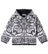 Dolce & Gabbana Majolica Hooded Zip-up Jacket In Black