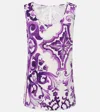 Dolce & Gabbana Majolica Jersey Tank Top In Purple