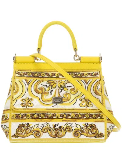 Dolce & Gabbana Majolica Pattern Medium Sicily Handbag In White