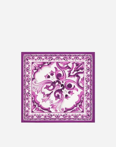 Dolce & Gabbana Majolica-print 50x50 Silk Twill Foulard In White