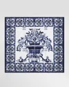 Dolce & Gabbana Majolica-print Silk Foulard (90x90) In White