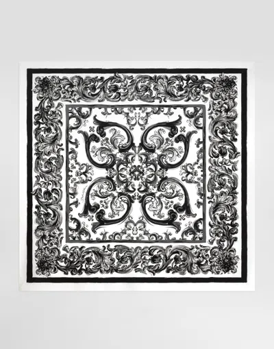 Dolce & Gabbana Majolica-print 90x90 Silk Twill Scarf In Multi