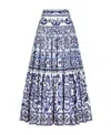 Dolce & Gabbana Printed Light Cotton Poplin Long Skirt In Multicolor