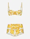 DOLCE & GABBANA MAJOLICA-PRINT BALCONETTE BIKINI TOP AND BOTTOMS