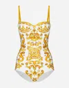 Dolce & Gabbana Majolica-print Underwire One-piece Swimsuit In Print