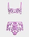 Dolce & Gabbana Majolica-print Balconette Two-piece Swimsuit In Purple