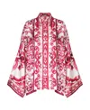 Dolce & Gabbana Majolica-print Batwing-sleeve Shirt In Red
