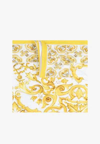 Dolce & Gabbana Majolica Print Beach Towel In Yellow