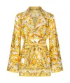 Dolce & Gabbana Silk Majolica Print Pyjama Shirt In Yellow