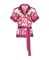 Dolce & Gabbana Maiolica Belted Piped Printed Silk-twill Shirt In Pink