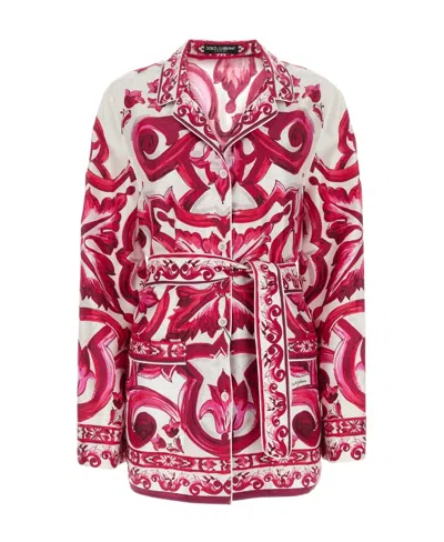DOLCE & GABBANA DOLCE  GABBANA MAJOLICA-PRINT LONG-SLEEVED SHIRT