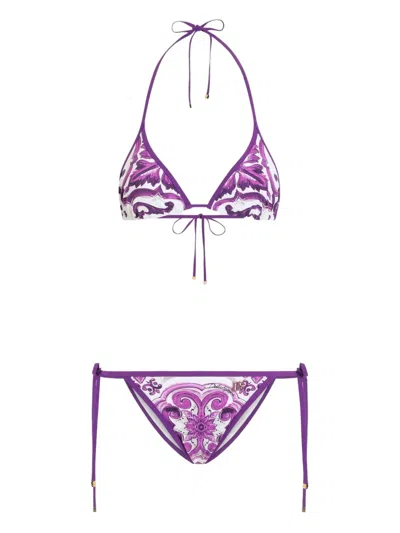DOLCE & GABBANA MAJOLICA-PRINT BIKINI