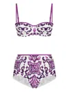 Dolce & Gabbana Majolica Print Bikini In Purple