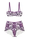 Dolce & Gabbana Women Majolica Print Bikini Swimsuit In Purple
