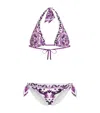 Dolce & Gabbana Maiolica Print Triangle Bikini In Purple