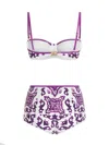 Dolce & Gabbana Majolica Print Bikini Swimsuit In Purple