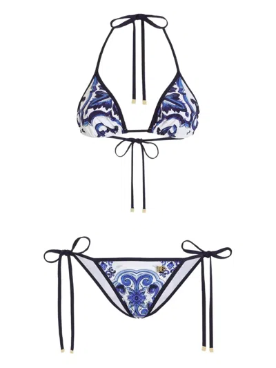 Dolce & Gabbana Majolica-print Bikini In White