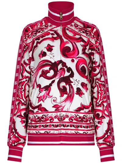 Dolce & Gabbana Majolica-print Bomber Jacket In Red