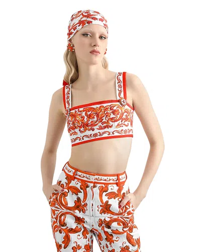 Dolce & Gabbana Majolica Print Bra Top In Multi