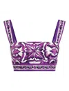 Dolce & Gabbana Cropped Printed Cotton-twill Top