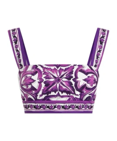 DOLCE & GABBANA DOLCE  GABBANA MAJOLICA PRINTED CROPPED TOP
